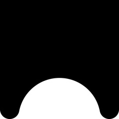 Filled black square with a rounded concave side.