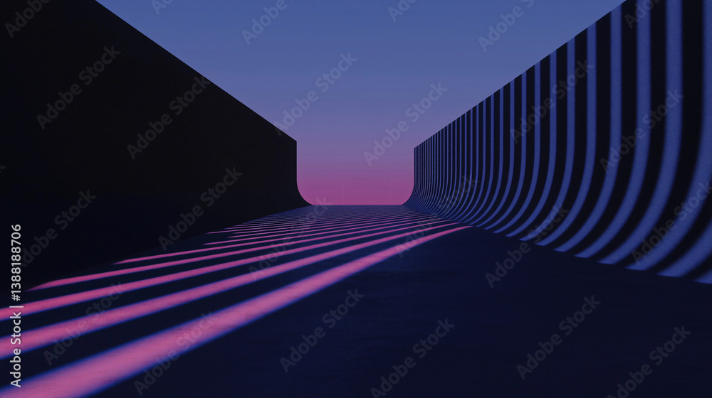 Poster abstract structure and vibrant sky: a captivating abstract structure featuring curved lines and geom