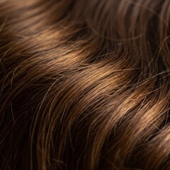 Fototapeta premium Close-up of silky brown hair with shine and waves. Ideal for hair care, dyes, styling products and cosmetics.
