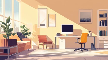 Fototapeta premium A brightly lit and inviting interior office and living space