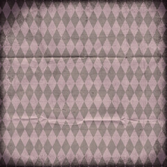 Fototapeta premium Soft vintage diamond pattern in muted beige and gray tones with a wrinkled paper texture and subtle vignette. Elegant retro abstract background for wallpaper, stationery, poster, classic branding.