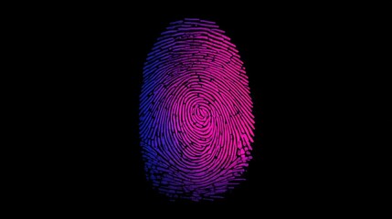 Digital fingerprint concept in dark neon lighting