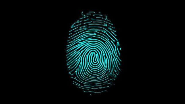 Digital fingerprint concept in dark neon lighting - Powered by Adobe