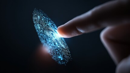 Finger touching digital fingerprint