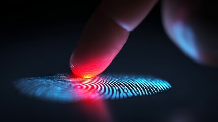 Finger touching digital fingerprint