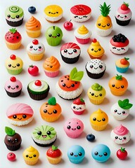 Fototapeta premium Cute Kawaii Food Characters