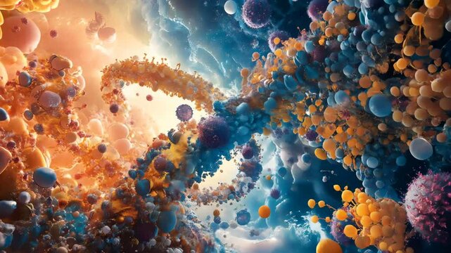 Abstract Molecular Universe Embarking on a Journey Through the Vibrant and Complex Cellular Structures