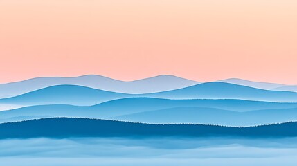 Misty Blue Mountains at Dawn.