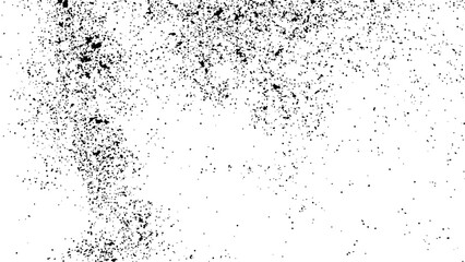 Abstract vector noise. Small particles of debris and dust. Distressed uneven background. Grunge texture overlay with rough and fine grains isolated on white background. Vector illustration.