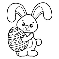 Cartoon Easter bunny with eggs and a carrot in a fun and cute spring setting on transparent background
