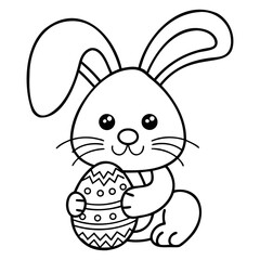 Happy Easter Bunny with Eggs Cartoon Illustration Isolated on transparent background