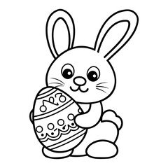 Happy Easter Bunny with Eggs Cartoon Illustration Isolated on transparent background