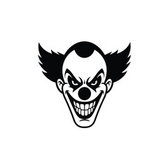 Silhouette vector illustration of a Evil Clown icon on a white background