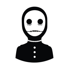 Silhouette vector illustration of a Eyeless Doll icon on a white background 