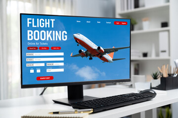 Online flight booking website provide brisk reservation system . Travel technology concept .