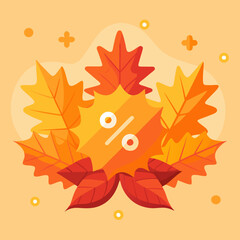 Autumn leaves surround a cube displaying the words "Happy Autumn" in a vibrant, seasonal design.