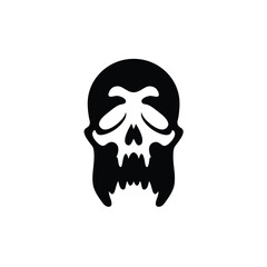 Silhouette vector illustration of a Ghost Skull icon on a white background