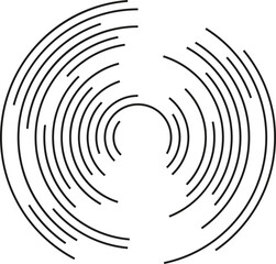A large circular shape with irregular concentric segments of circles.