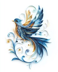 Obraz premium A beautiful artistic depiction of a blue bird in paper art