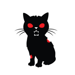 Silhouette vector illustration of a Zombie Cat icon on a white background 