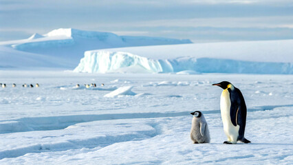 emperor penguin baby penguin chick frozen antarc