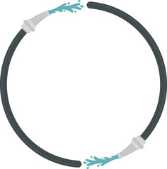 Two fireman's hoses spraying water in a circular line.