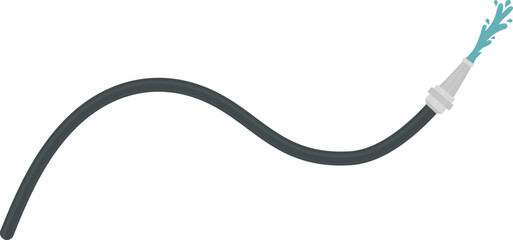 A curved graphic element representing a fireman's hose spraying water in a wave pattern.