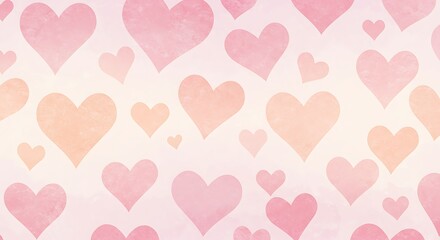 Pastel Pink Watercolor Hearts: Romantic Seamless Pattern AI Generated