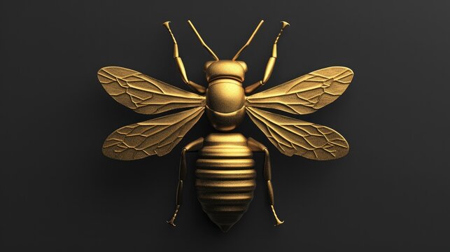 A gold bee icon on a black background