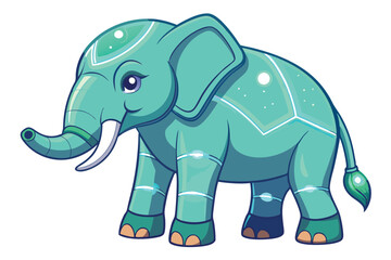 Obraz premium Colorful vector illustration of a cheerful cartoon elephant with sparkling details standing on a light background, showcasing a fun and playful character design for children's art