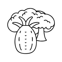 baobab fruit icon, baobab fruit line art - simple line art of baobab fruit, perfect for baobab fruit logos and icons
