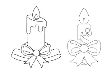 Christmas candle coloring page for kids 