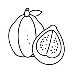 guava icon, guava line art - simple line art of guava, perfect for guava logos and icons