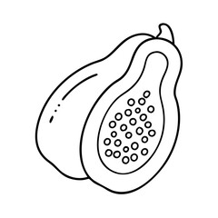 papaya icon, papaya line art - simple line art of papaya, perfect for papaya logos and icons