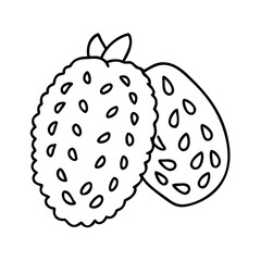 soursop fruit icon, soursop fruit line art - simple line art of soursop fruit, perfect for soursop fruit logos and icons