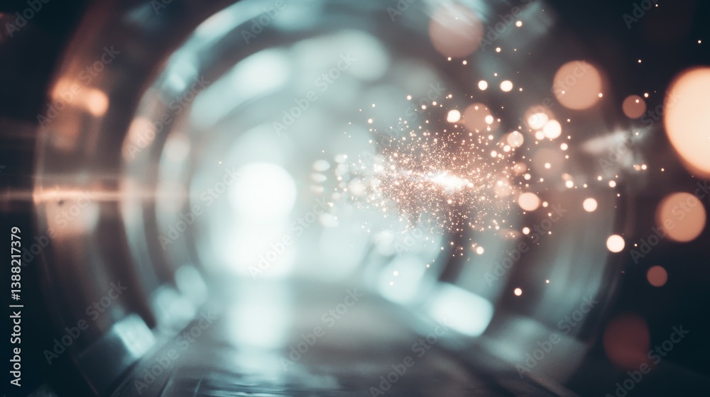 Wall mural abstract tunnel bokeh with glowing particles
