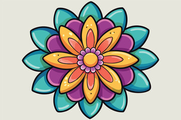 Obraz premium Colorful geometric flower design in vector style showcasing vibrant petals and unique patterns