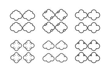 same cloud flat icons silhouette vector