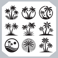 Coconut Tree Silhouette Vector Black Palm Trees Silhouette for Logo and Graphic Design