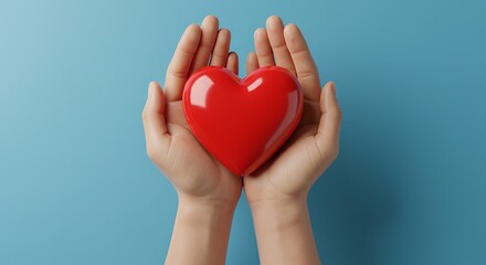 Gentle Hands, Crimson Heart: A Symbol of Love and Care AI Generated