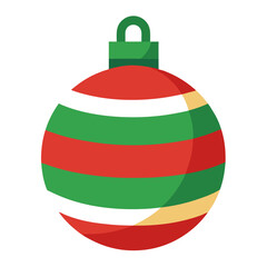 Obraz premium Christmas Ornament Ball Icon Red Green Striped Decoration