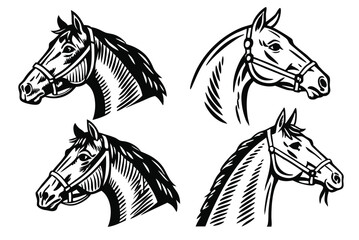 Horse Head. mascot Vintage woodcut engraving vector