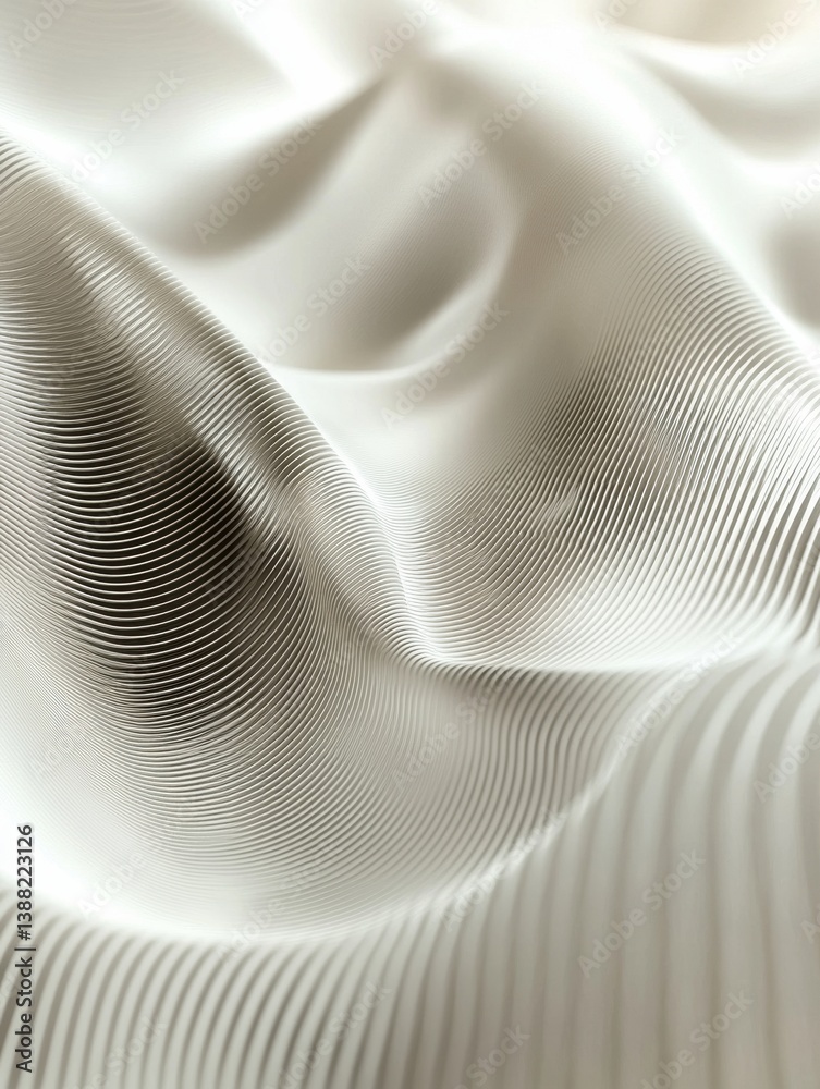 Poster Elegant parallel lines create a subtle three-dimensional optical illusion in soft monochrome shades