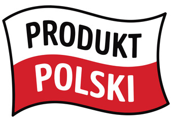 Produkt Polski flag with polish colors, polish vector flag with "Produkt Polski" text