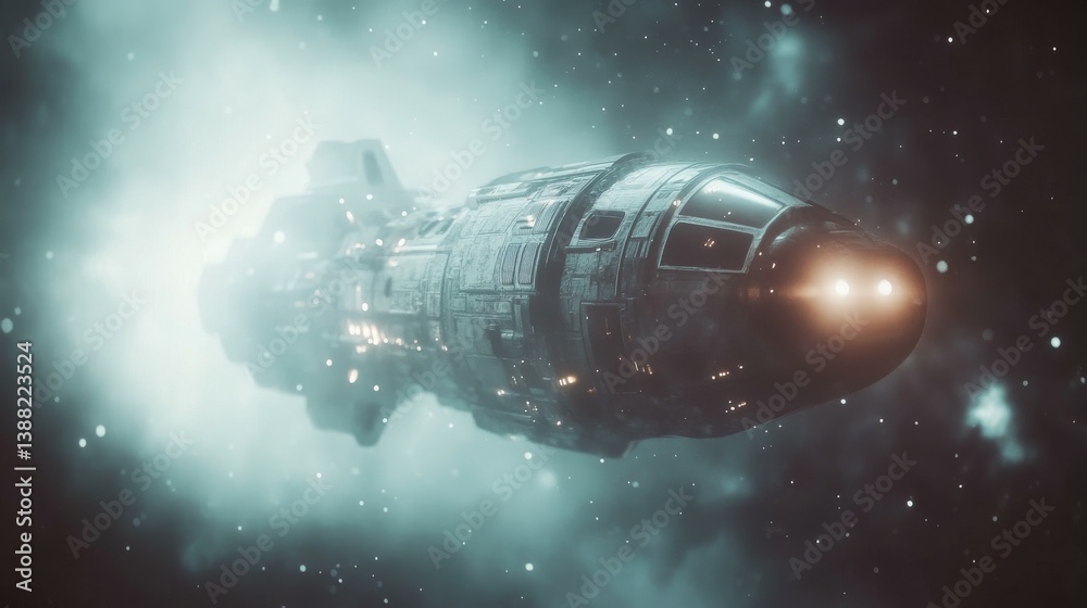 Poster alien spaceship in deep space