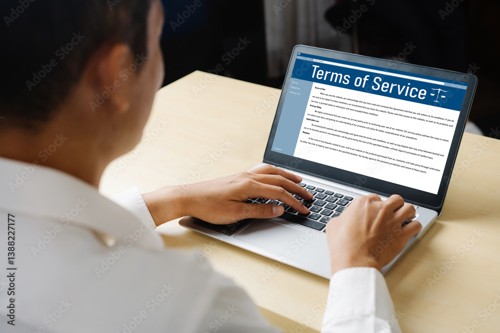 Poster online term of service conditions showing brisk rules and regulations in using the website on device