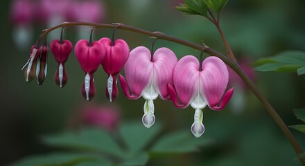 Bleeding Heart Blooms: Delicate Pink and Red Petals AI Generated