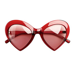 Png of Stylish red heart-shaped sunglasses with tinted lenses, perfect for adding a bold touch to summer outfits on transparent background.