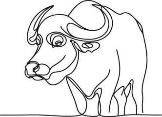 Minimalist Buffalo Line Drawing – Vector Art for Designers