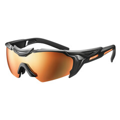 Png of Sleek black and orange sport sunglasses with reflective lenses, perfect for outdoor activities and cycling on transparent background.